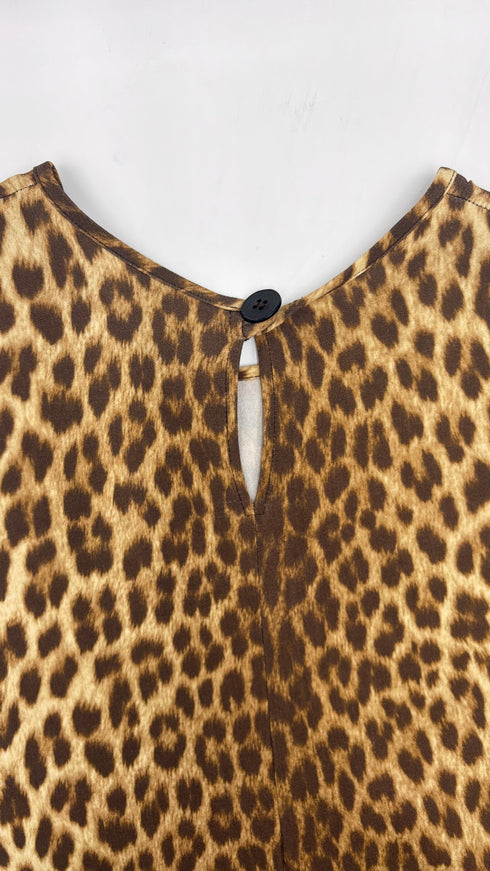 Abito midi animalier e piume