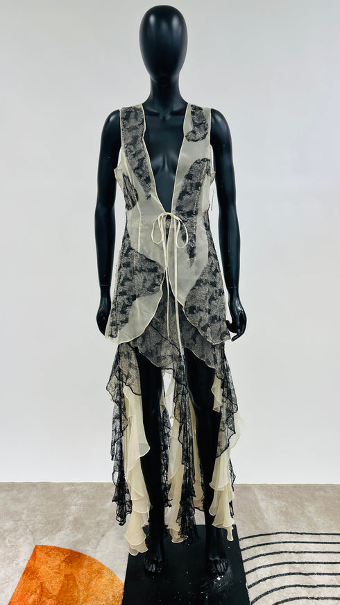 Set gonna+gilet pizzo