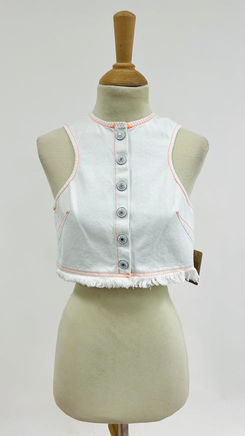 Gilet cropped sfrangiato