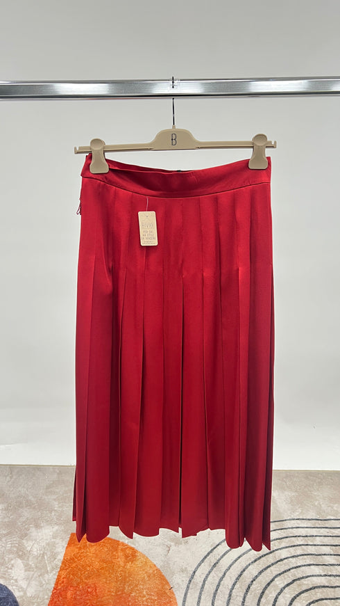 Gonna plissé rossa con cartellino