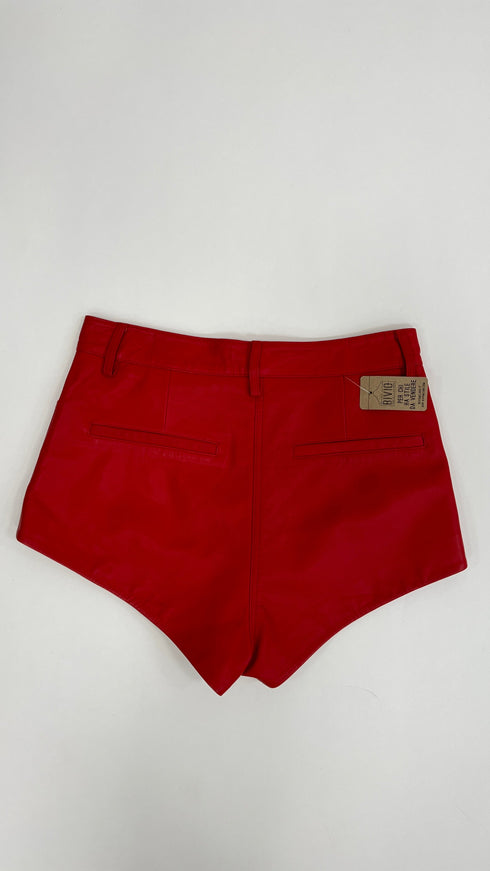 Shorts in pelle rossi