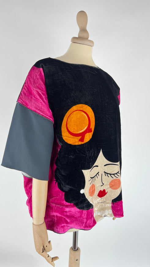 T-shirt girocollo in velluto