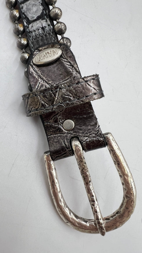 Cintura in pelle animalier argentata