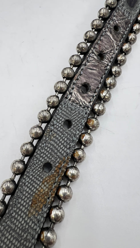 Cintura in pelle animalier argentata