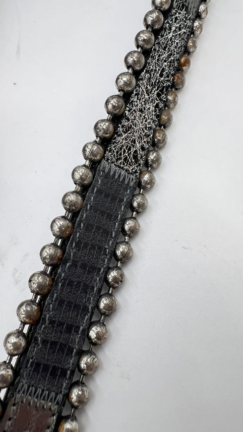 Cintura in pelle animalier argentata