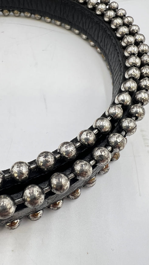 Cintura in pelle animalier argentata