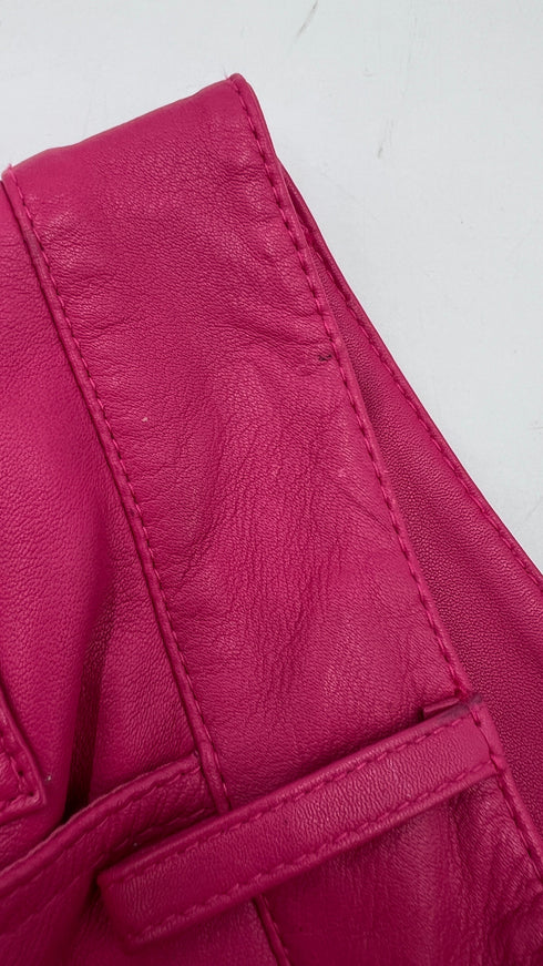 Pantalone in pelle rosa