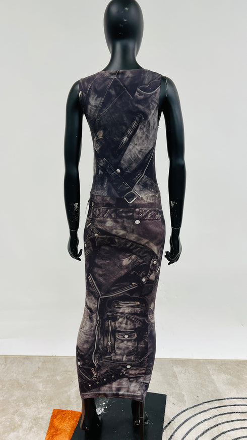 Abito lungo stampa Biker