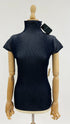 Maglia stretch a costine blu