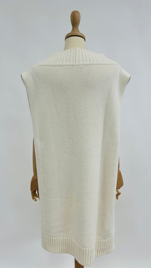 Maxi gilet color panna