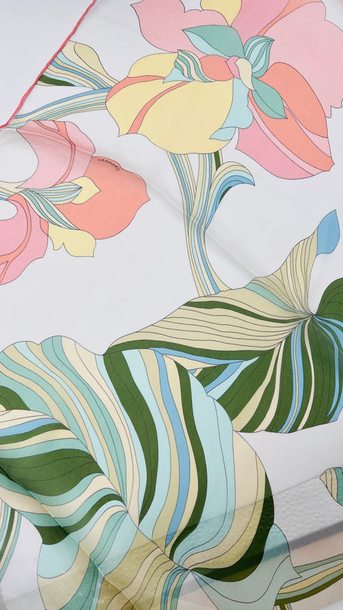 Sciarpa seta fiori e foglie