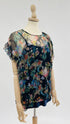 Top blu a fiori