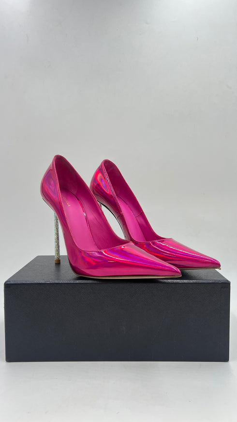 Décolleté fucsia tacco strass N.38