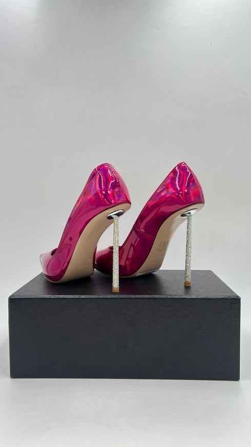 Décolleté fucsia tacco strass N.38