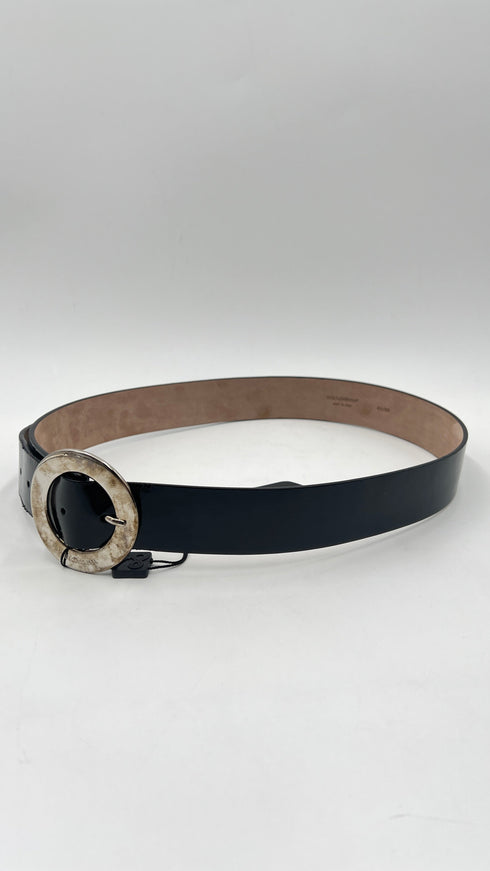 Cintura fibbia rotonda con cartellino