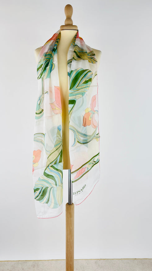 Sciarpa seta fiori e foglie