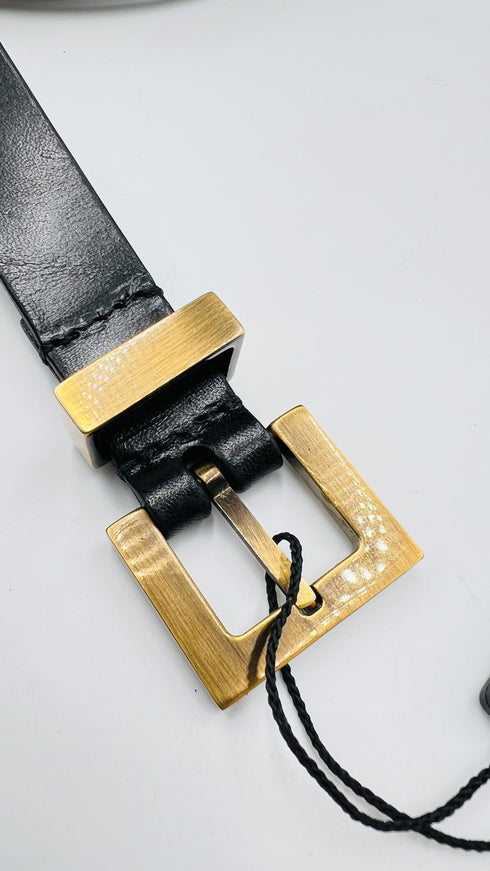 Cintura pelle nera con cartellino