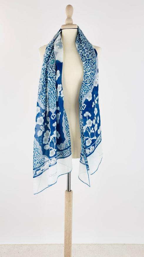 Stola fiori cashmere-seta