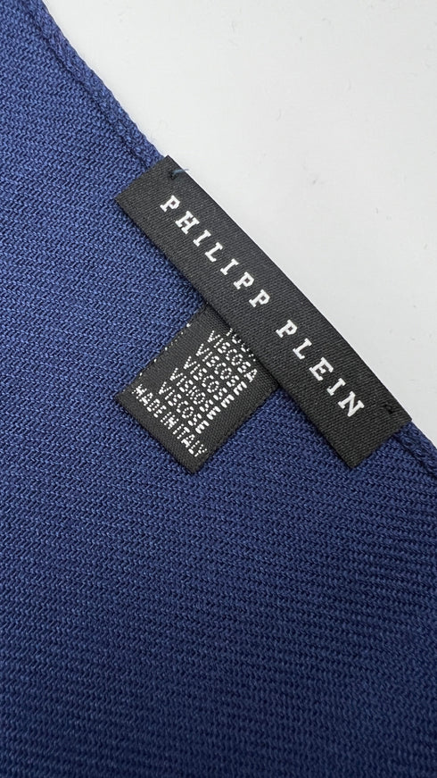 Sciarpa sfrangiata blu