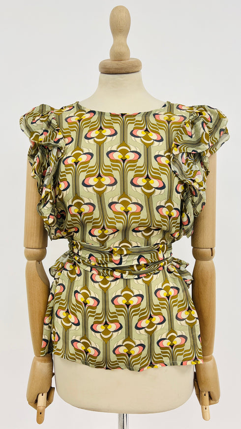 Blusa stampata con cartellino