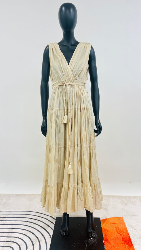 Abito lungo a balze con cartellino