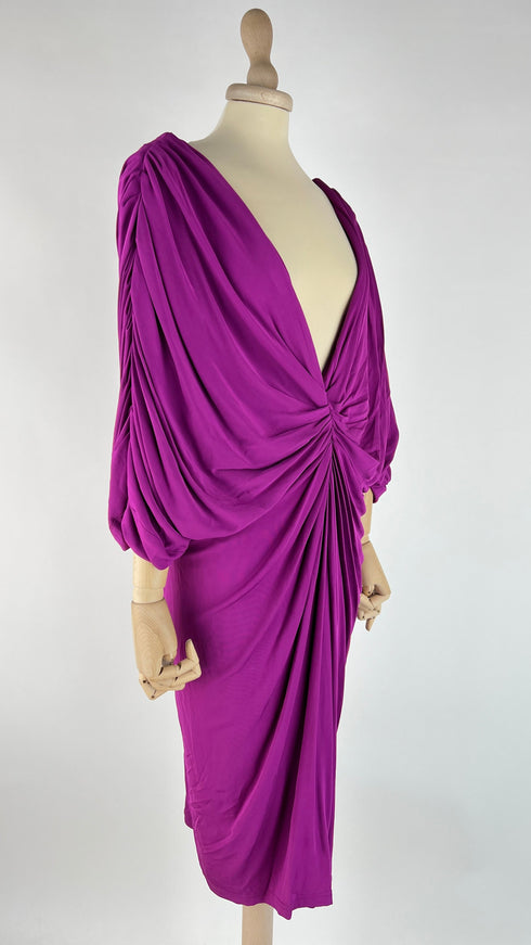 Abito midi drappeggiato con cartellino