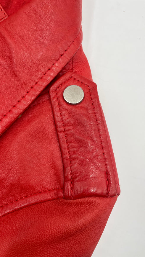 Chiodo in pelle rosso