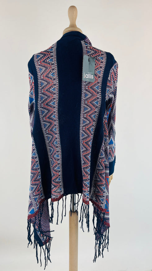 Cardigan sfrangiato con cartellino