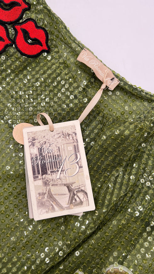 Abito midi in paillettes con cartellino