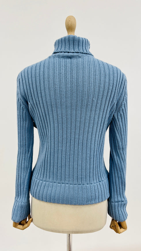 Maglione collo alto coste