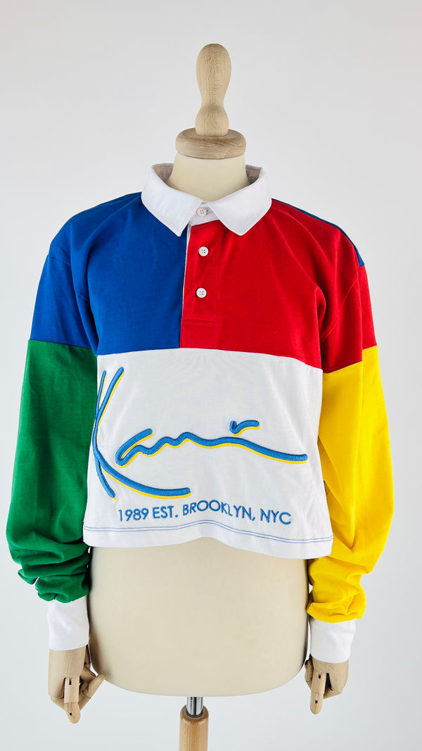 Polo cropped color block