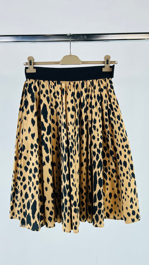 Gonna midi a pieghe animalier