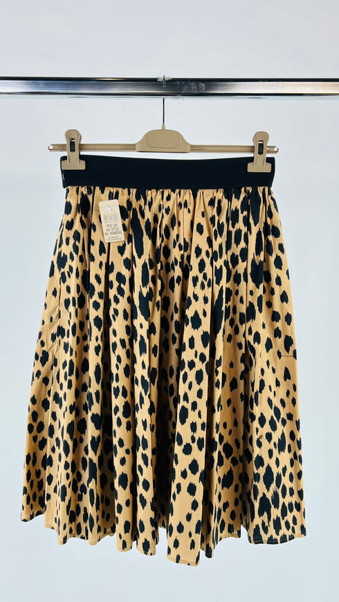 Gonna midi a pieghe animalier