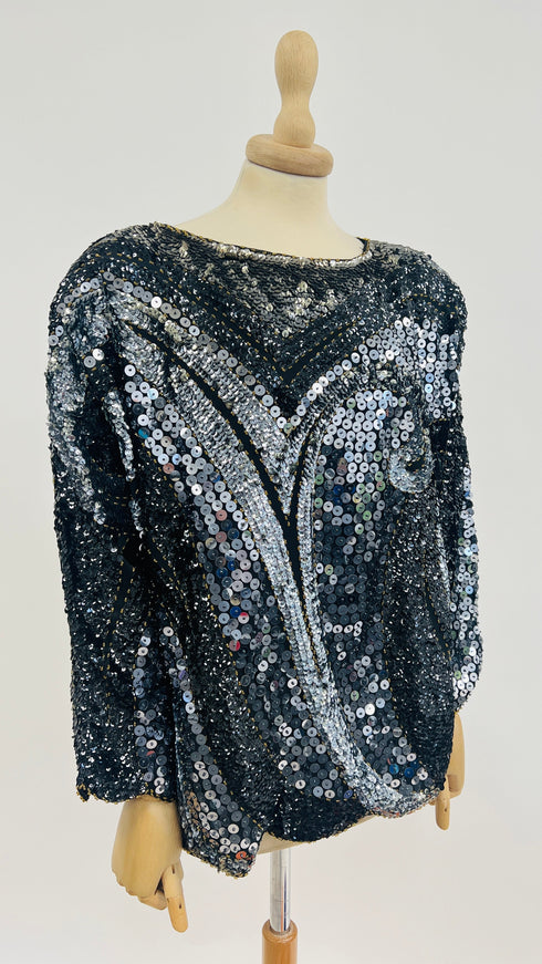 Blusa paillettes fumé