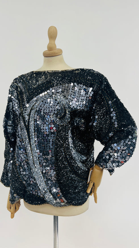 Blusa paillettes fumé