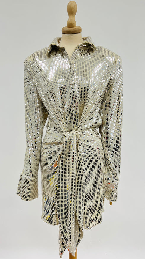 Chemisier laminato argento