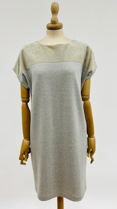 Abito corto in suede e jersey
