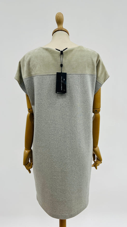 Abito corto in suede e jersey