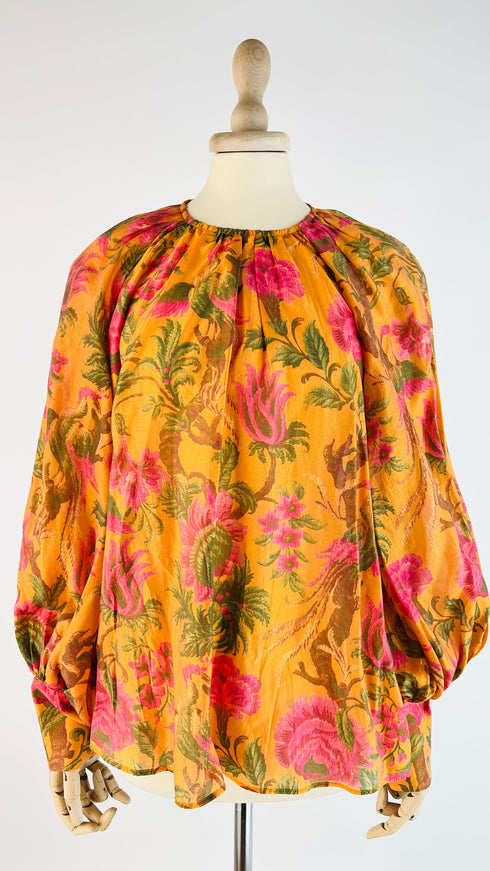 Blusa girocollo a fiori