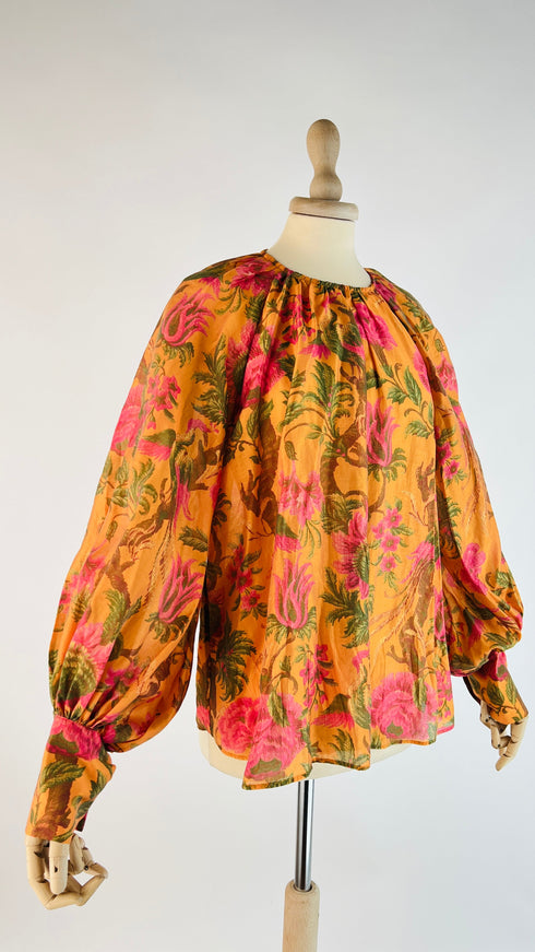 Blusa girocollo a fiori