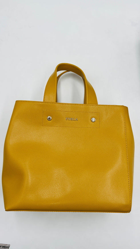 Borsa a mano in pelle gialla