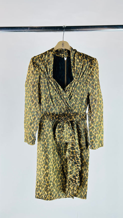 Abito midi animalier con cintura