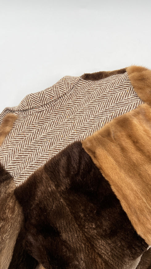 Cappotto patchwork pelliccia