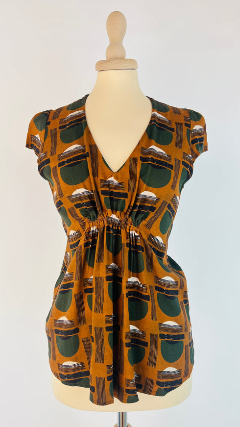 Top arricciato fantasia