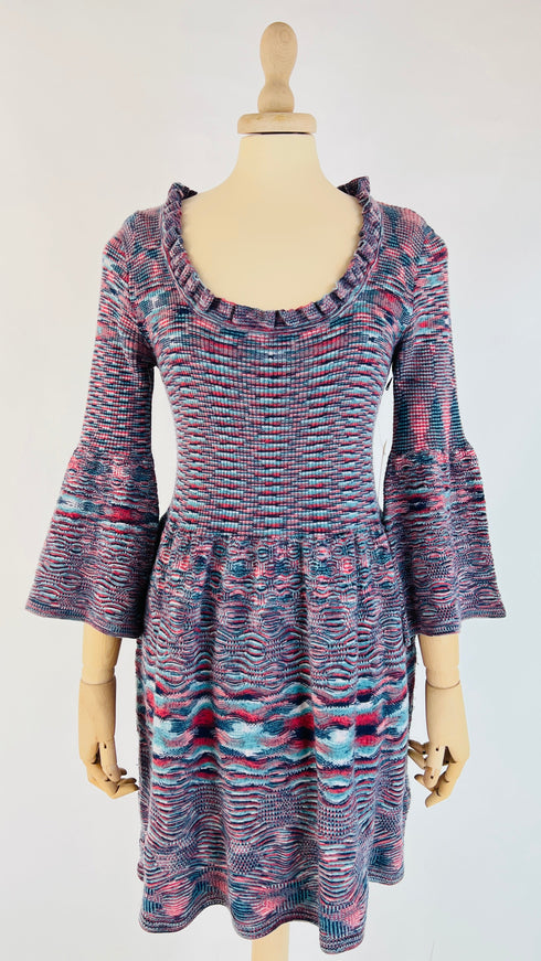 Abito midi in maglia fiammata