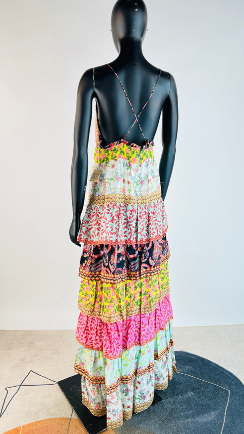 Abito lungo in cotone stampato