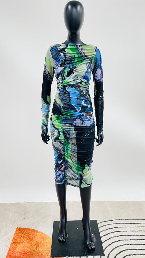 Abito midi drappeggiato