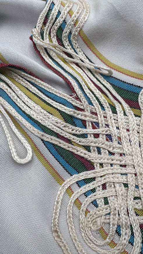 Kaftano lungo bianco a righe