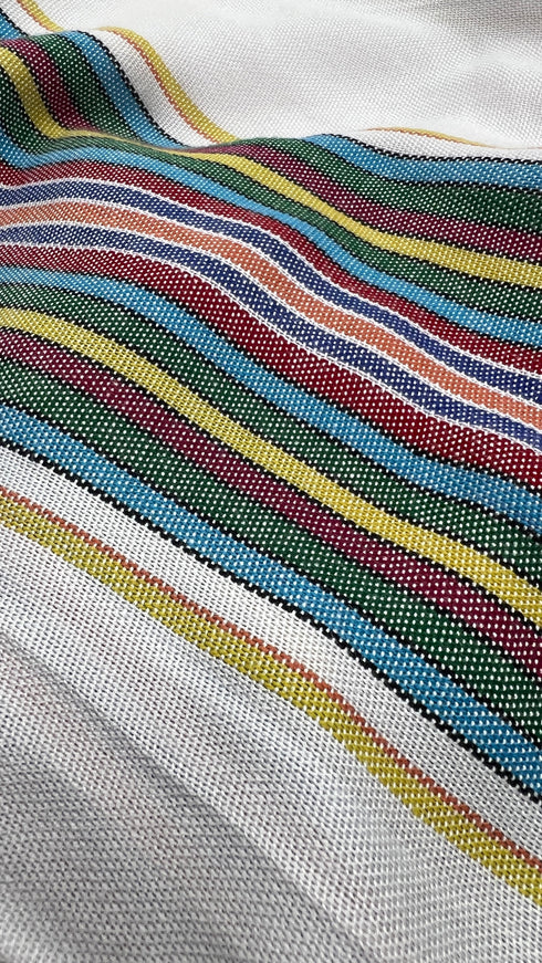 Kaftano lungo bianco a righe