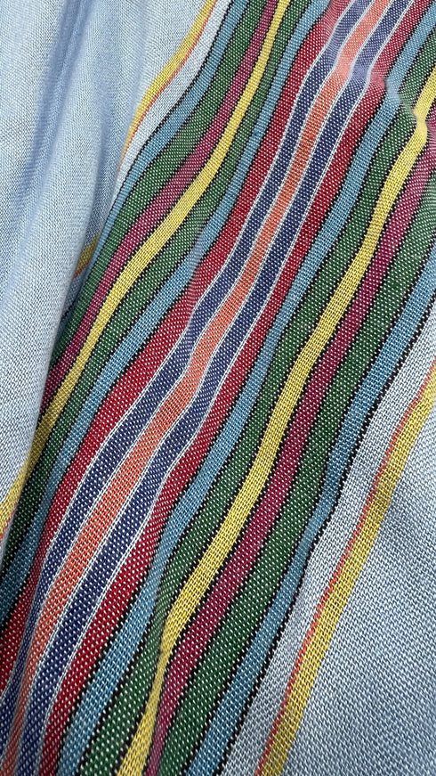 Kaftano lungo azzurro a righe